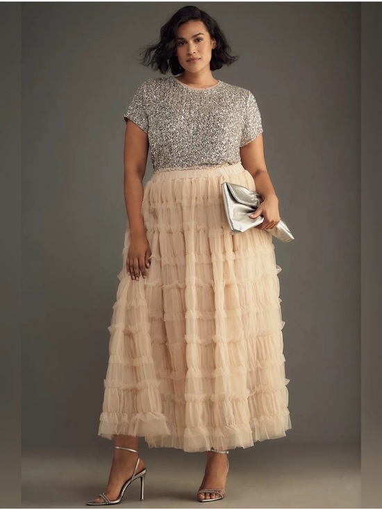 Anthropologie Dresses & Skirts - By Anthropologie Shirred Tulle Maxi Skirt Size Large